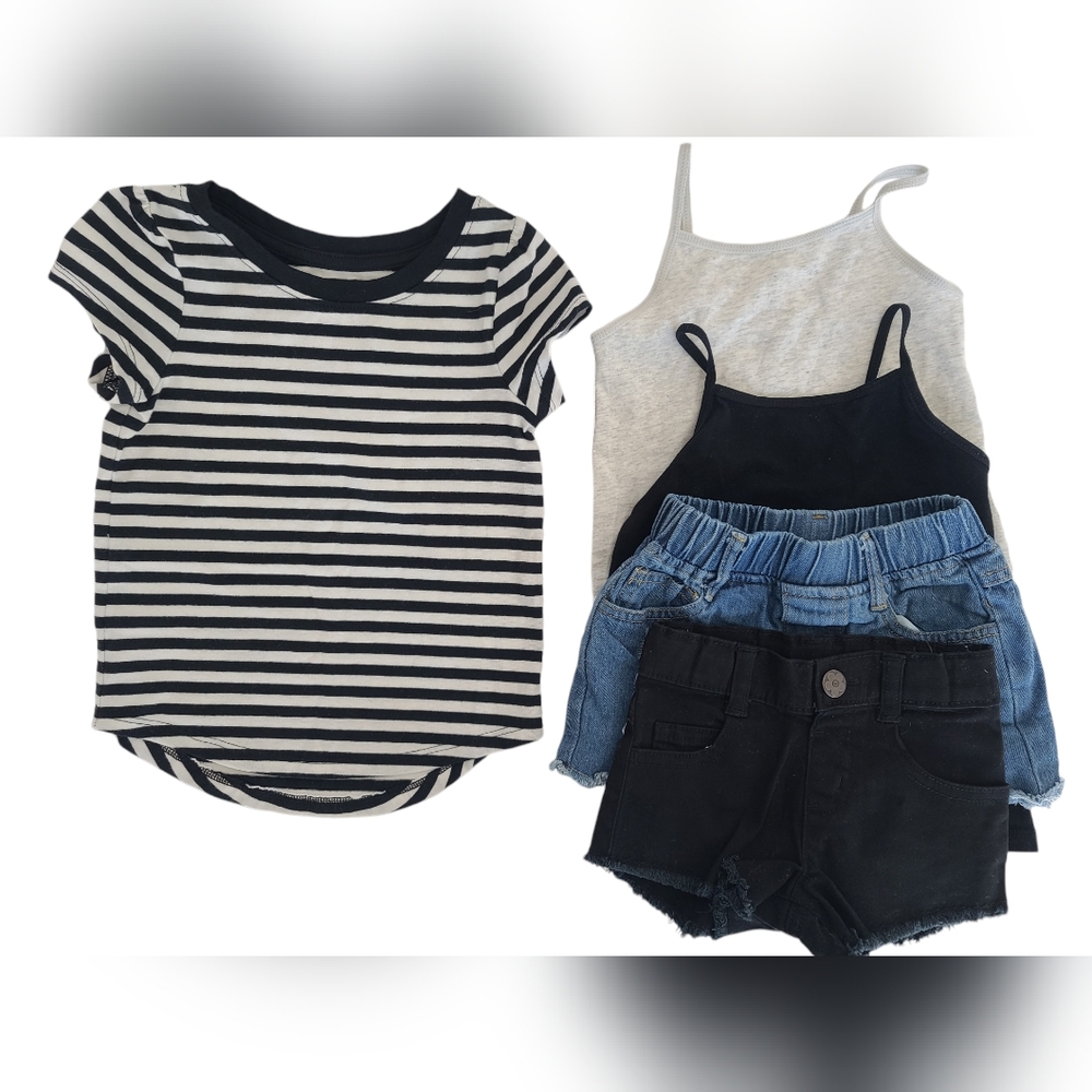Bundle Lot Toddler Girls Tops and Shorts 5 Pieces Size 2T